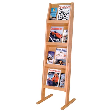 Vertex 4 x 3 in. Slope 12 Pocket Standing Literature Display - Light Oak VE3944218